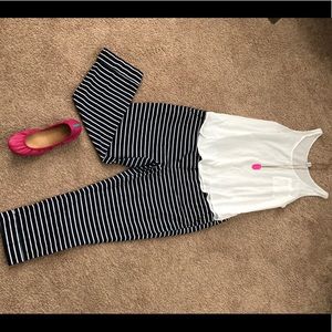 Navy and white cropped capris